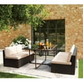 thumbnail image 2 of Vineego 5 Pieces Patio Dining Sets Outdoor Conversation Sets Wicker Patio Sectional Sofa with Tempered Glass Table(Beige), 2 of 8