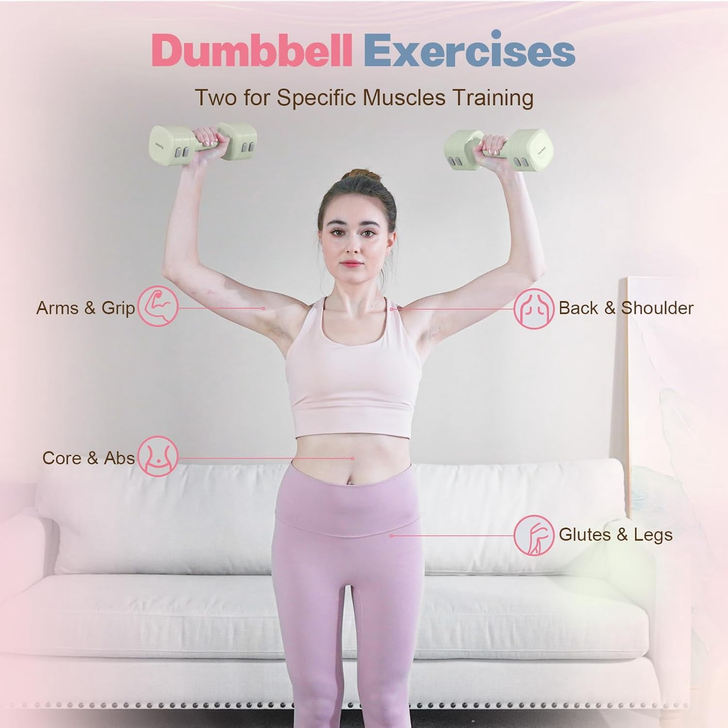 Adjustable Dumbbell Set of 2, 4-in-1 Free Weights with Fast Conversion to Kettlebell for Home Gym & Outdoor Training