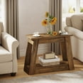 thumbnail image 4 of Tribesigns Wood End Table, Rustic Narrow Side Table with 2 Storage Shelves for Living Room, Bedroom (1), 4 of 5