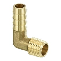 Brass Hose Barbed Elbow Fitting, 3/8" Barbx1/4" NPT Male 90 Degree
