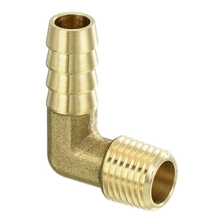 Brass Hose Barbed Elbow Fitting, 3/8" Barbx1/4" NPT Male 90 Degree