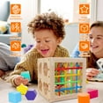 thumbnail image 5 of Wooden Shape Sorter Cube, Montessori Toys for 1 Year Old, 8pcs Colorful Multisensory Shapes, Developmental Learning Toy Gift for Baby Girls Boys 6-12-18 Months, 5 of 7