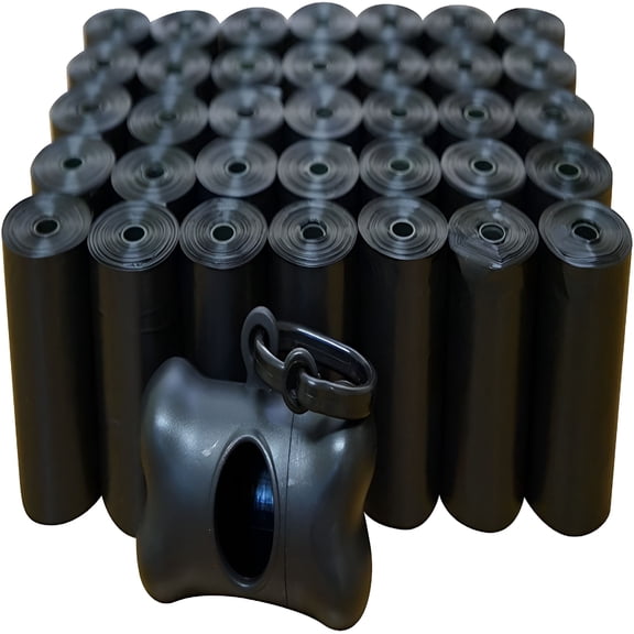 CCOCC 1000 Poop Bags Dog Waste Bags,Durable Premium Bulk Refill Rolls,Black   Leash Bone Dispenser,12.5" L & 8.6" W
