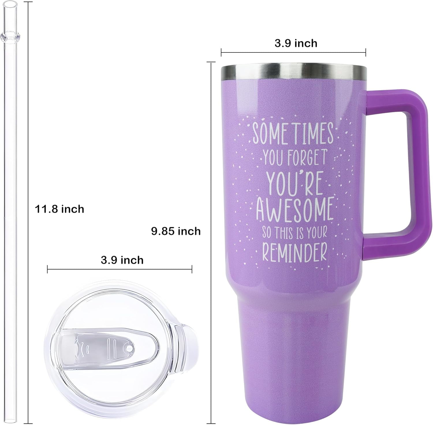 Inspirational Gifts for Women, Birthday Gifts for Mom Women Best Friend Her, 40 oz Tumbler with Handle and Straw, Christmas,Valentines Day,Mothers Day Gift for Wife Female Sister Daughter Coworker