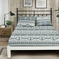 thumbnail image 2 of Chezmoi Collection 4-Piece Southwestern Geometric Motif Sheet Set California King Size, Multicolor Gray White Light Brown Printed Brushed Microfiber Lightweight Breathable Deep Pocket Bed Sheets, 2 of 9