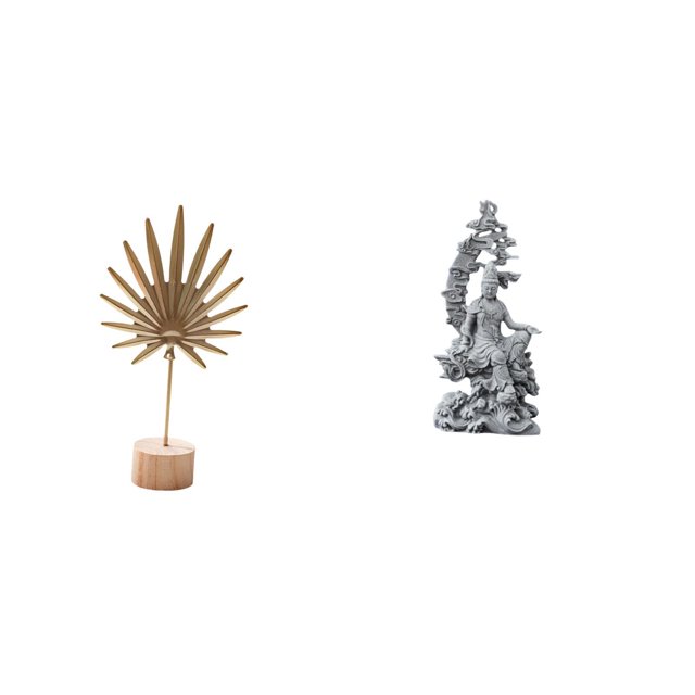 Escultura nórdica abstracta de metal en forma de hoja, adorno para mesa, fiesta, hogar, Feng Shui, Guan Yin Kuanyin, estatua budista, artesanías,