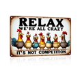 thumbnail image 1 of Funnysign Rooster D?Cor Relax We'Re All Crazy It'S Not Competition Letrero Rústico De Lata Para Decoración Del Hogar, Granja, Gallinero, 8 X 12 Pulgadas (9709), 1 of 5