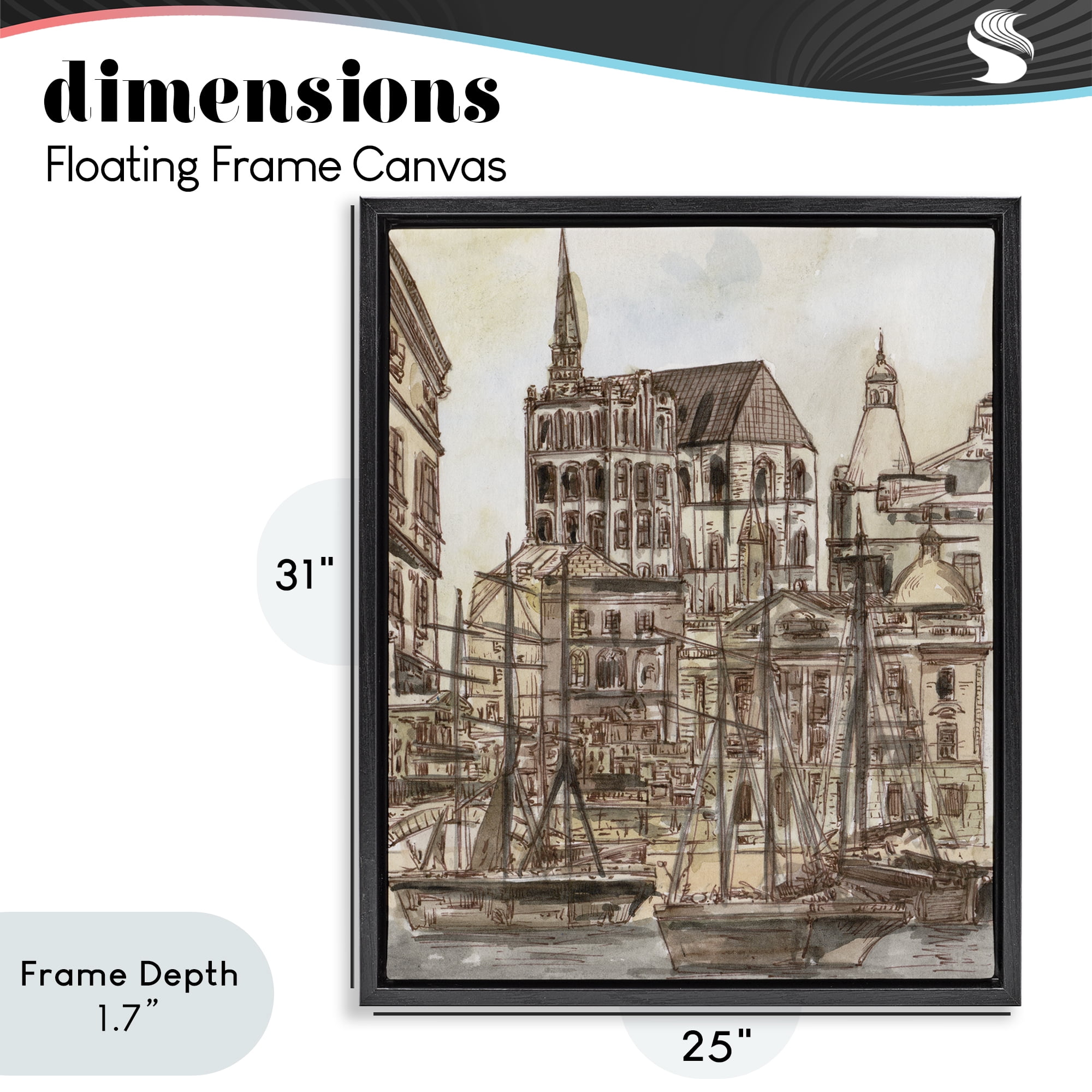 Stupell Industries Harbor of Salted Remnants Black Framed Floater Canvas Wall Art, design by Melissa Wang