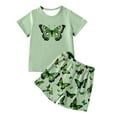 thumbnail image 3 of Hienoo Big Girls Casual Outfits Butterfly Print Short Sleeve T Shirt Shorts Set, 2-Piece, Sizes 7-8Y, 3 of 3