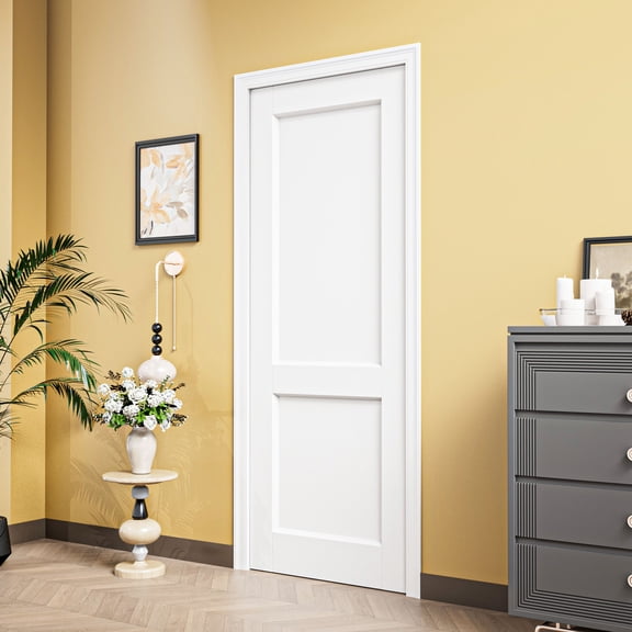 36" x 80" Interior 2 Panel Door Slab Solid Core Standard Primed Bathroom Door Without Hardware Kit
