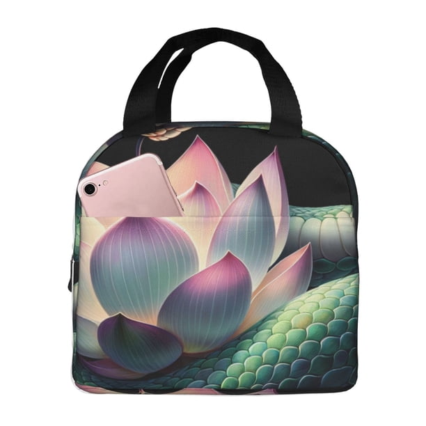 Disketp Snake Holding A Lotus Bolsa Térmica para Almuerzo para Hombre y Mujer, Ideal para Trabajo, Senderismo y Picnic