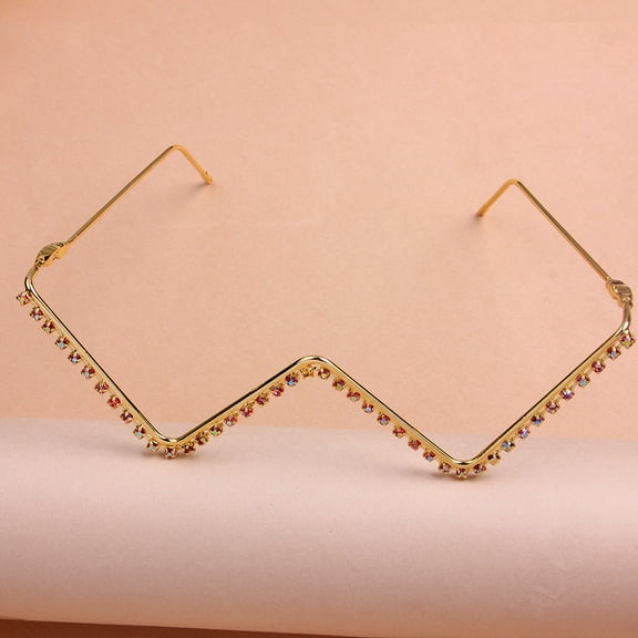 HOMEMAXS Golden Rhinestone Decorative Eyeglasses Frame for Parties and Photo Props