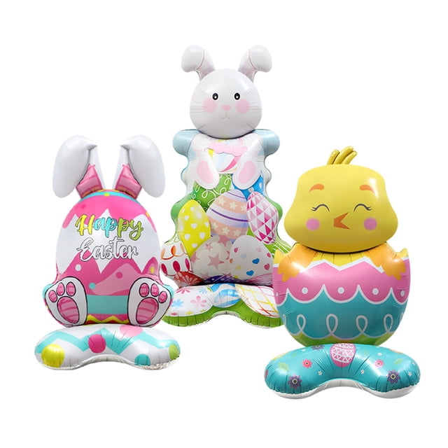 Juego de globos inflables de aluminio con tema de Pascua, 4D, de pie (3 unidades)