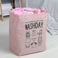 thumbnail image 4 of Bolsa de almacenamiento de ropa de 75 l Bolsas de ropa grandes con cordón Cestas de lavandería plegables con asa, rosa 43x33x52cm, 4 of 5