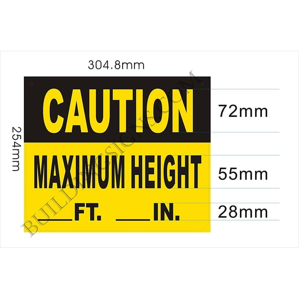 Max Height Warning OSHA Warning Sign OSHA Bilingual Height Warning Sign - English/Spanish ...