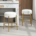 thumbnail image 5 of ZAFLY 24”Counter Height Bar Stools, Modern Velvet Bar Stools, Dinning Chair with Steel Legs for Kitchen Island - White, Set of 2, 5 of 6