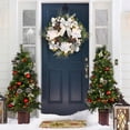 thumbnail image 5 of Christmas Wreaths with Lights, 24 Inch Silver White Christmas Wreath for Front Door, Battery Operated Christmas Decoration with Bow Flowers Ball Ornaments for Wall Window Holiday Party Decor, 5 of 9