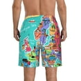 thumbnail image 3 of Bixox Men's Cartoon Map Of Europe printing Casual Classic Fit Short Summer Beach Shorts, 3 of 6