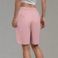 thumbnail image 4 of RYRJJ Women's Bermuda Long Shorts with Pockets High Waisted Knee Length Shorts for Women Walking Athletic Workout Yoga(Pink,L), 4 of 6