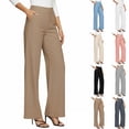 thumbnail image 2 of Women's Straight Leg Yoga Pants, High Waisted Stretchy Versatile Summer Business Casual Trousers with Pockets, 2 of 6