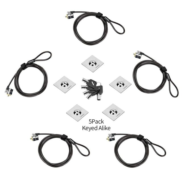 Loradar Keyed Alike 5Pack Laptop Cable Lock Hardware Security Cable Lock Anti Theft 5 Keys 6.7Foot Compatible for Laptops, iMac,Mac Mini & Other Devic