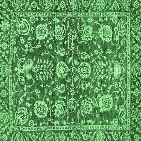 Ahgly Company Indoor Square Oriental Emerald Green Traditional Area Rugs, 3' Square