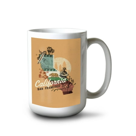 

Lantern Press 15 fl oz Ceramic Mug California Photomontage State Series Dishwasher & Microwave Safe