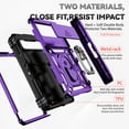 thumbnail image 5 of for Google Pixel Fold Case, Soft TPU & Hard PC Anti-scratch Sliding Cover Full Protection Ring Stand Rotating Kickstand Holder Magnetic Shockproof Phone Case Cover for Google Pixel Fold, Purple, 5 of 9