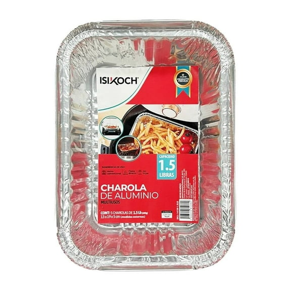 Charola de aluminio Isikoch 1.5 lb 5 piezas