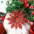thumbnail image 4 of Deago Set of 24 Plastic Christmas Glitter Snowflake Ornaments Christmas Tree Decorations, 3.7-inch, Red, 4 of 9
