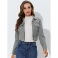 thumbnail image 3 of INSPIRE CHIC Veste Courte Décontractée pour Femme en Faux Suède à Col Cranté Boutonnée avec Poches Gris TP, 3 of 5