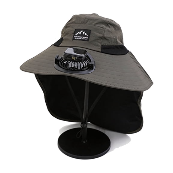 Linnome Solar Fan Sun Hat 2 In 1 Solar USB Rechargeable 3 Speed Cooling Hat Wide Brim Neck Flap Hands Free for Outdoor Hiking Fishing Beach Yard Work