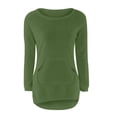 thumbnail image 4 of VISALY Pullover Crewneck Sweaters Oversized Sweaters Loose Fluffy Fuzzy Pullover Casual Top Solid Long Sleeve Jumper Sweaters Long Blouse with Pockets Oversized Sweatshirts Cute Sweatshirt Green L, 4 of 5