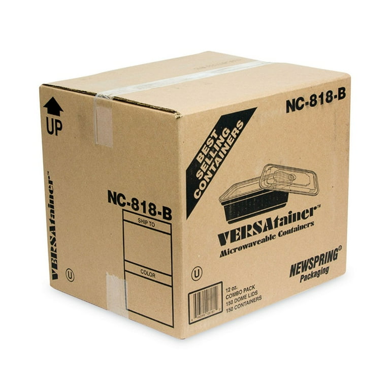 Newspring VERSAtainer Microwavable Containers, 12 oz, 4.5 x 5.5 x 1.75, Black/Clear, Plastic, 150/Carton Newspring VERSAtainer Microwavable Containers, 12 oz, 4.5 x 5.5 x 1.75, Black/Clear, Plastic, 150/Carton