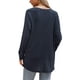 thumbnail image 3 of Camiseta de punto waffle Inspire Chic para mujeres, blusa básica de manga larga con cuello redondo, casual de otoño, XS, azul oscuro, 3 of 6