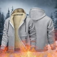 thumbnail image 4 of Men's Winter Lined Hooded Jacket Windproof Outdoor Coat Zip Front Warming Layer For Cold Weather Workwear Men's Trench Coat Plus Size Winter Cardigan for Men, 4 of 7
