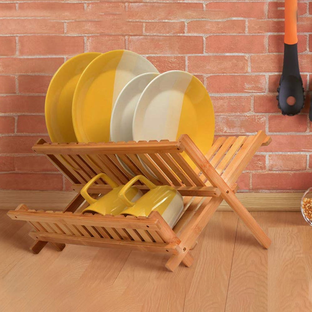 Private Jungle Collapsible Dish Drying Rack - Bamboo 2-Tier Dish Drainer Kitchen Plate Rack for Kitchen Countertop - Saving Storage for Space Private Jungle Collapsible Dish Drying Rack - Bamboo 2-Tier Dish Drainer Kitchen Plate Rack for Kitchen Countertop - Saving Storage for Space