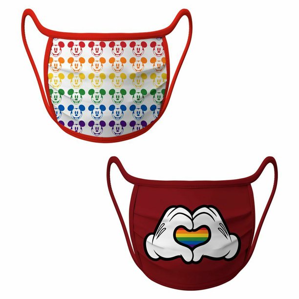 Disney Store Cloth Face Mask 2 Pack Set Rainbow Collection Mickey Adult Size L Walmart Com