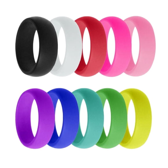 10Pcs 8mm Wide Flexible Rubber Silicone Wedding Band