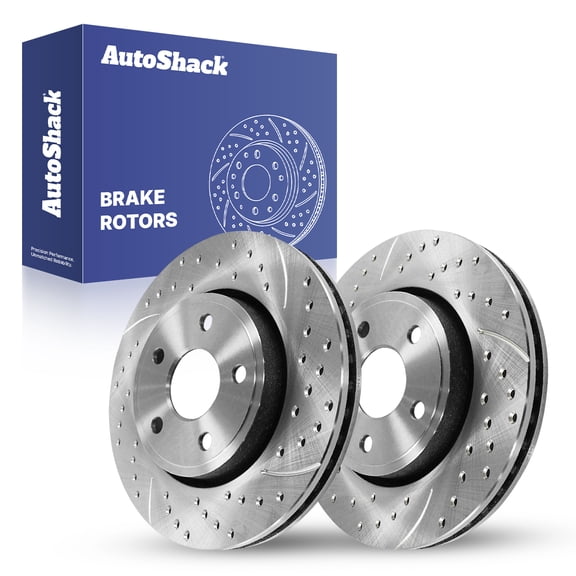 AutoShack Front Brake Rotors for Jeep, Grand Cherokee 2011-2020, AWD RWD V6 3.0L 3.6L V8 5.7L 6.2L 6.4L - Silver Zinc Coated Drilled & Slotted - SilverShield Pro - 12.99" (330 mm), 5-Lug