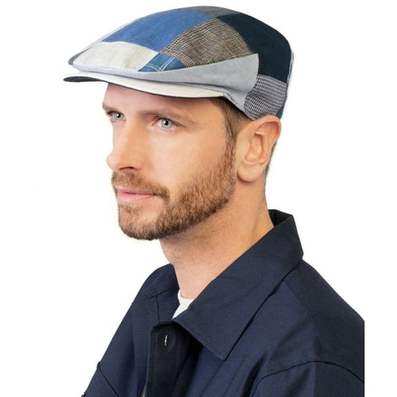 Hanna Hats Vintage Cap Patchwork 100% Linen Driving Flat Hat Handcrafted in Ireland