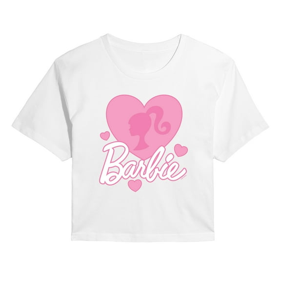 Barbie - Love Hearts - Juniors Cropped Short Sleeve Graphic T-Shirt