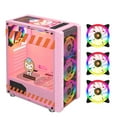 thumbnail image 1 of Graflsoa Pink 330-9 Gaming PC Case with RGB Fans, ATX Support, 240mm Radiator, Tempered Glass Side Panel, 1 of 6
