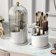 thumbnail image 2 of Glass Decorative Cloche Dome with Vertical Stripe Design and Metallic Top Accent for Home Display Storage, 2 of 4