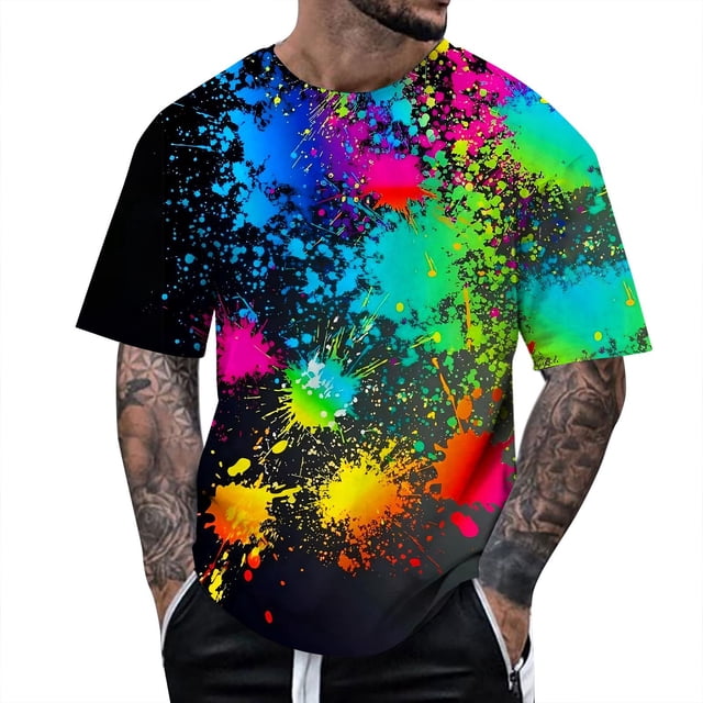 LUOGENLI T-shirts pour Homme pour Hommes Homme Été Tout Imprimé Manche Courte Col Rond T-Shirt Floral Tendance de Mode T-Shirt T-shirts pour Hommes T-shirts Graphiques T-shirts Fête de la Saint-Patrick Vert m