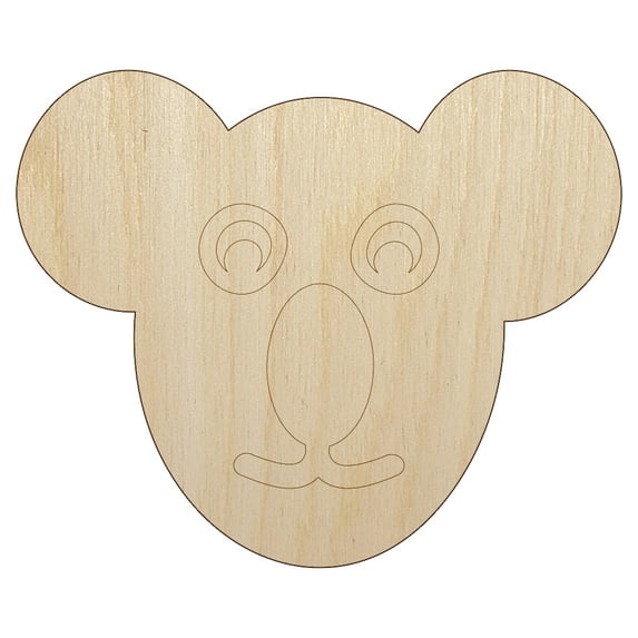 Koala Face Wood Shape Unfinished Piece Cutout Craft DIY Projects - 4.70 Inch Size - 1/8 Inch Thick