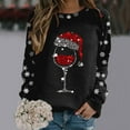 thumbnail image 2 of Fiaer Christmas Women Sweatshirts Shine Glass Snowflakes Xmas Pullovers Crew Neck Plus Size Baggy Trendy Tops Black XXL, 2 of 4