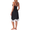 thumbnail image 3 of INSPIRE CHIC Women's Mother's Day Satin Nightgowns Lace Trim Cross Spaghetti Straps Camisole Nightshirt Lingerie Slip Silky Pajama Dress S Black, 3 of 6