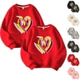 thumbnail image 3 of 2 Pack Sweatshirts for Boys Girls 3-10T Heart Print Cotton Round Neck Pullover Tops Kids Lovely Fall Winter Clothing (6-7 Years, Gray), 3 of 3