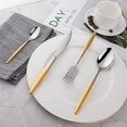 thumbnail image 4 of Buyer Star Flatware Set, 20-Piece Stainless Steel Silverware Cutlery Set Service for 5, Gradual Change Gold Dishes Dinnerware Set with Gift Box, Mirror Finish, 4 of 6